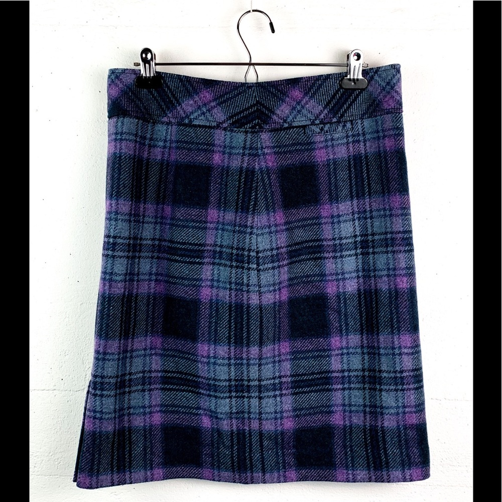 L.L. Bean skirt wool blend plaid lined 8 lavender
